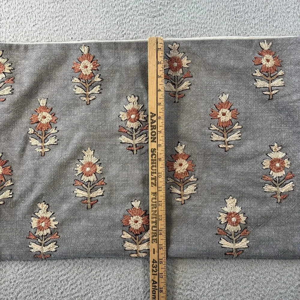 Pottery Barn Camille Lumbar Pillow Cover 16x26 Floral Embroidered Cotton